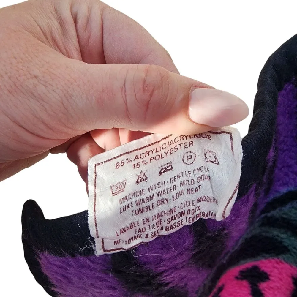 Vintage Biederlack Throw Blanket 72x53 Neon Tribal Aztec‎ Pattern Retro USA